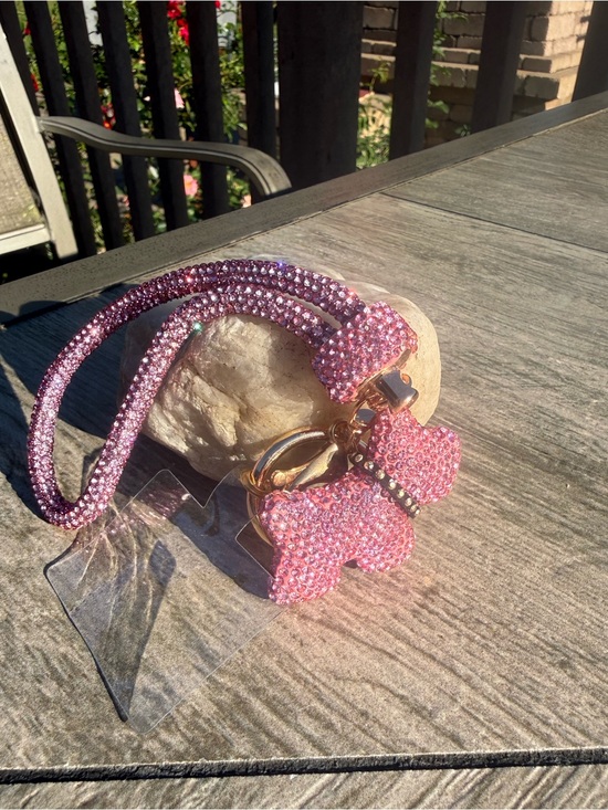 Accessories - NWT Pink rhinestone French Bulldog keychain and bag charm Lanyard Phone Holder